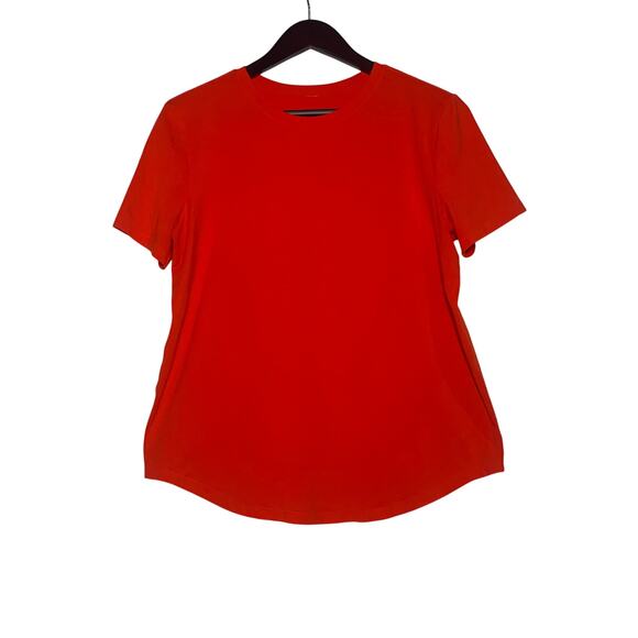 Lululemon Love Crew Neck T-Shirt Solar Orange 8 SS Curved Hem Cotton Stretch - Picture 1 of 3